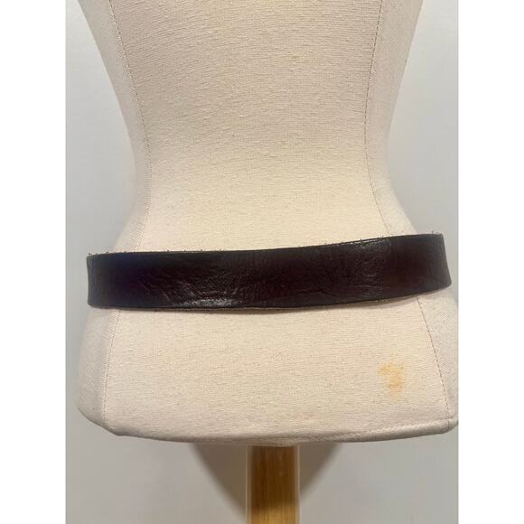 Vintage Soft Leather Silver Buckle Belt Dark Brown waist 28-34 - Picture 5 of 7